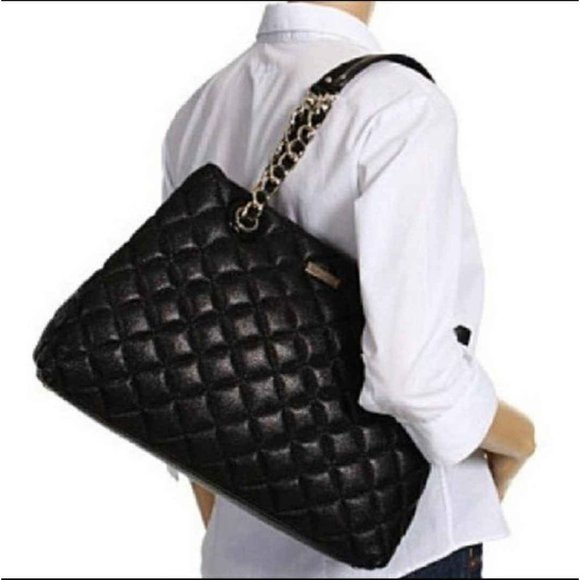 Like NEW Kate Spade New York Black Maryanne Quilted Tote Purse Satchel - Picture 2 of 9